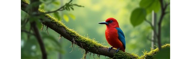 Colorful bird perched on a branch in a forest